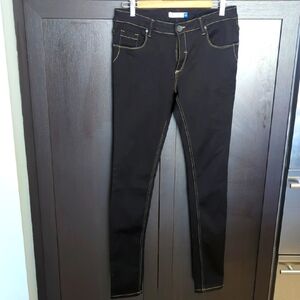 Women's Life Stretch Jeans Black Denim with Contrast Stitching-Size 28 Like New